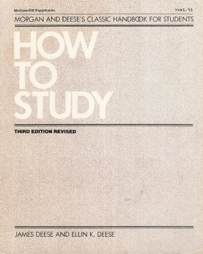 Stock image for How to study: Morgan and Deese's classic handbook for students (McGraw-Hill paperbacks) for sale by Wonder Book