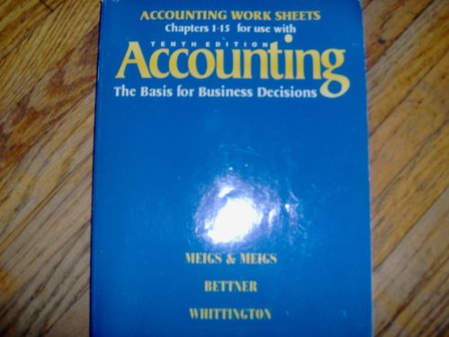 Beispielbild fr Accounting Work Sheets Chapters 1-15 for Use With Accounting: The Basis for Business Decisions zum Verkauf von Wonder Book