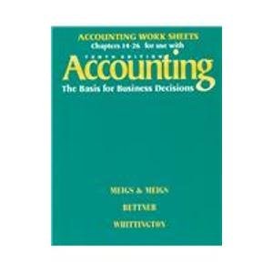 Stock image for Accounting the Basis for Business Decisions: Work Sheets Chapters 14-26 for sale by Wonder Book