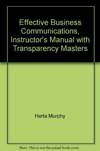 9780070440814: Effective Business Communications, Instructor's Manual with Transparency Mast...