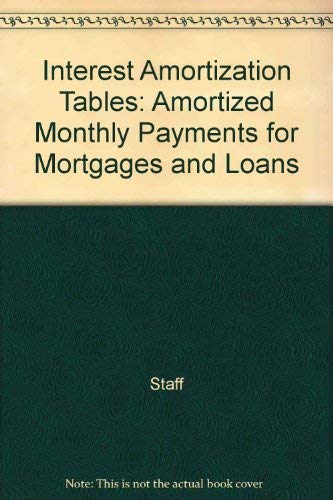 Beispielbild fr Interest Amortization Tables: Amortized Monthly Payments for Mortgages and Loans zum Verkauf von Wonder Book