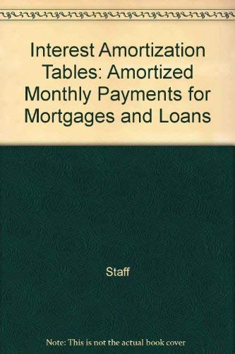 Stock image for Interest Amortization Tables: Amortized Monthly Payments for Mortgages and Loans for sale by Wonder Book