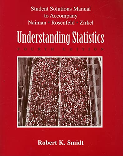 Beispielbild fr Student Solutions Manual to Accompany Understanding Statistics zum Verkauf von BookHolders