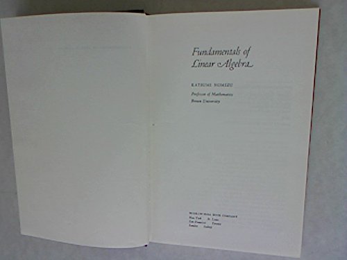 Beispielbild fr Fundamentals of Linear Algebra zum Verkauf von Avol's Books LLC