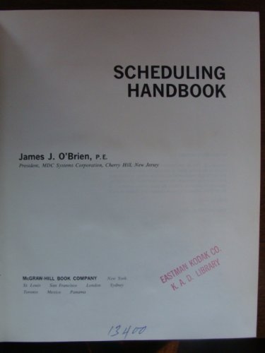 Imagen de archivo de Scheduling Handbook a la venta por Better World Books