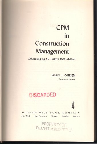 9780070482692: Cpm in Construction Management
