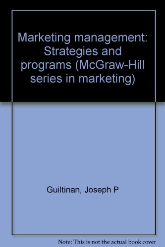 Imagen de archivo de Marketing Management: Strategies and Programs (McGraw-Hill Series in Marketing) a la venta por dsmbooks