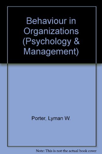 Beispielbild fr Behavior in organizations (McGraw-Hill series in psychology) zum Verkauf von HPB-Red