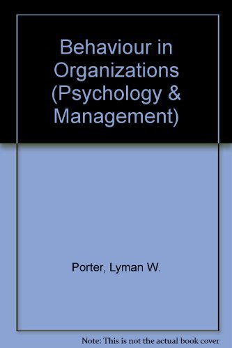 Imagen de archivo de Behavior in organizations (McGraw-Hill series in psychology) a la venta por BookHolders