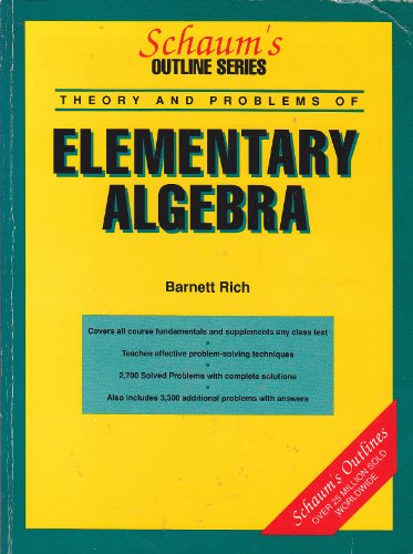 Stock image for Theory and Problems of Elementary Algebra (Schaum's Outline Series) for sale by Wonder Book
