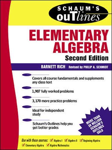 9780070522626: Schaum's Outline of Elementary Algebra (Schaum's Outlines)
