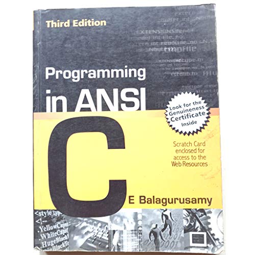 Beispielbild fr PROGRAMMING IN ANSI 'C' zum Verkauf von Your Online Bookstore