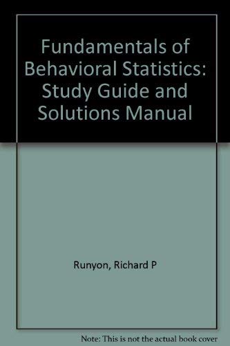 9780070549883: Fundamentals of Behavioral Statistics: Study Guide and Solutions Manual