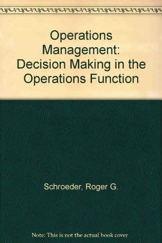 9780070556126: Operations Management: Decision Making in the Operations Function (Management S.)