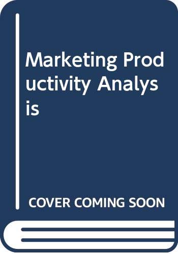 Beispielbild fr Marketing Productivity Analysis zum Verkauf von Better World Books