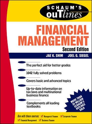 Imagen de archivo de Schaum's Outline of Financial Management a la venta por Better World Books