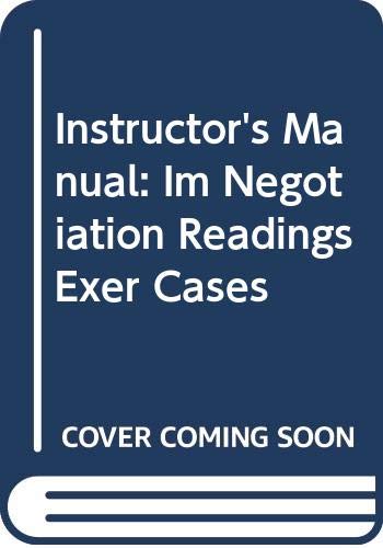 9780070593466: Instructor's Manual: Im Negotiation Readings Exer Cases