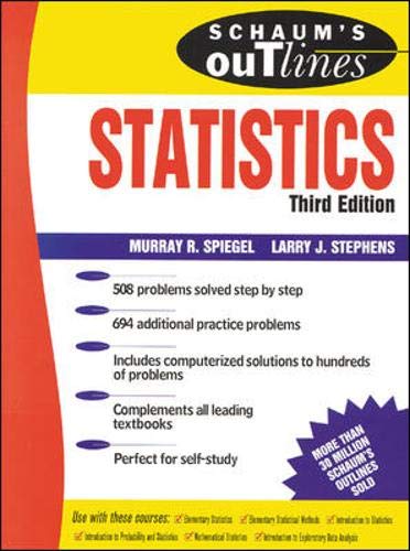 Beispielbild fr Schaum's Outline of Statistics : Theory and Problems of Statistics zum Verkauf von Better World Books