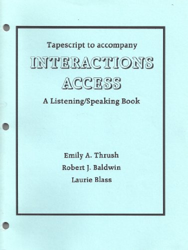 9780070629578: Transcript to Accompany Interactions Access, A Listening/Speaking Book