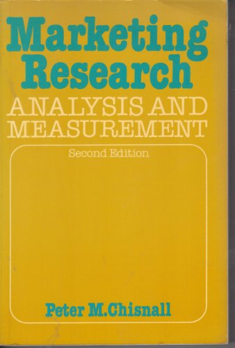 Imagen de archivo de Marketing Research: Analysis and Measurement a la venta por Goldstone Books