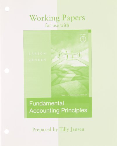 Stock image for Working Papers to accompany Fundamental Accounting Principles, Volume 1, Twelfth Edition for sale by Textbook Pro