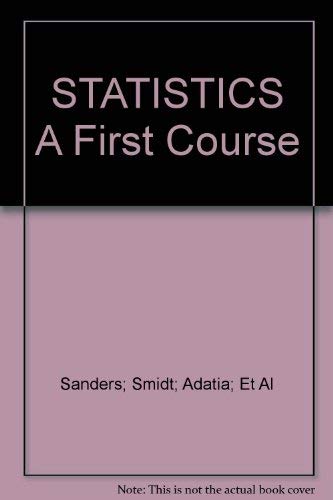 Imagen de archivo de STATISTICS A First Course a la venta por Aragon Books Canada