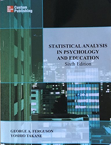 Stock image for Statistical Analysis in Psychology and Education for sale by Better World Books