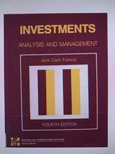 Stock image for Investments : Analysis and MGMT 4 for sale by Better World Books Ltd