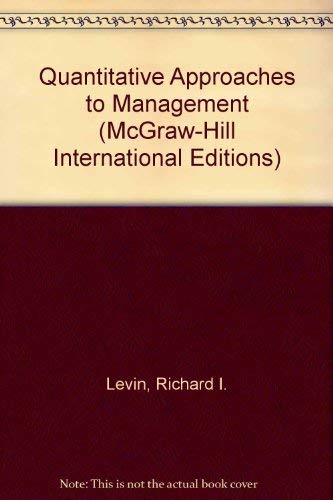 9780071005418: Quantitative Approaches to Management (McGraw-Hill International Editions)