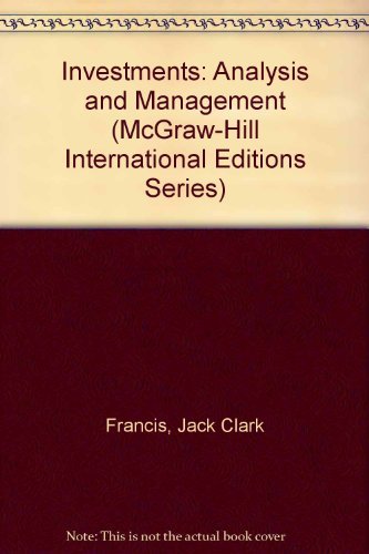 Stock image for Investments: Analysis and Management (McGraw-Hill International Editions) for sale by NEPO UG