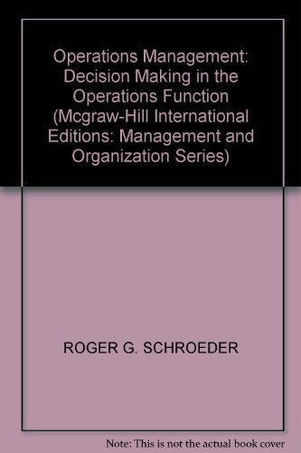 9780071128421: Operations Management: Decision Making in the Operations Function (Mcgraw-Hill International Editions: Management and Organization Series)