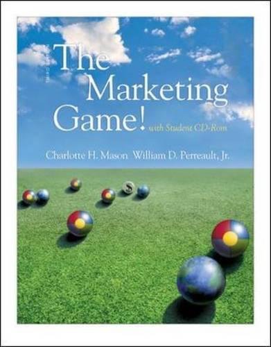 Stock image for The Marketing Game!: With Student CD-ROM. Charlotte H. Mason, William D. Perreault, JR for sale by MusicMagpie