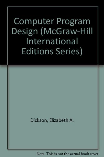 9780071152419: Computer Program Design (McGraw-Hill International Editions)
