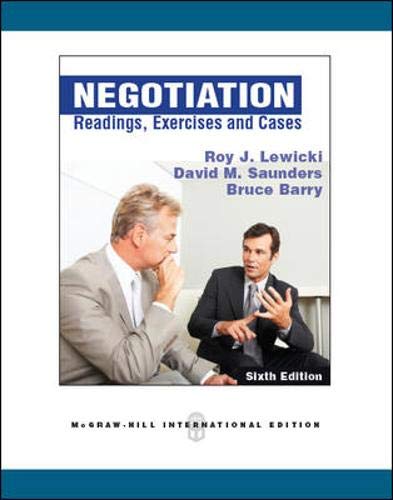 Imagen de archivo de Negotiation: Readings, Exercises and Cases Readings, Exercises and Cases a la venta por Wonder Book