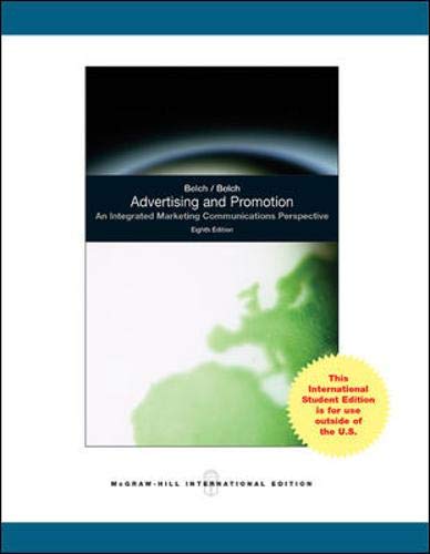 Imagen de archivo de Advertising and Promotion : An Integrated Marketing Communications Perspective a la venta por Better World Books