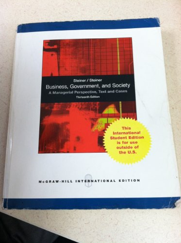 Imagen de archivo de Business, Government, and Society: A Managerial Perspective a la venta por ThriftBooks-Atlanta