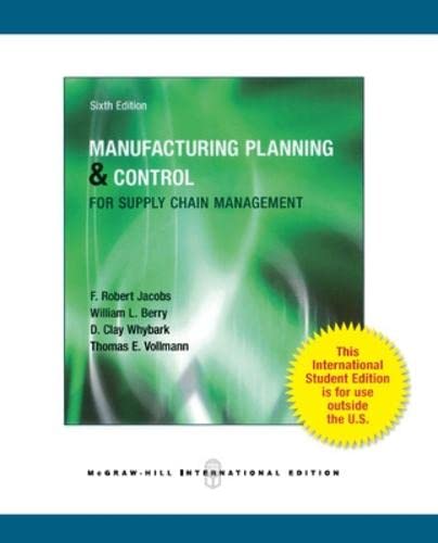 9780071325189: Manufacturing Planning and Control for Supply Chain Management (Int'l Ed) (Asia Higher Education Business & Economics Management and Organization)