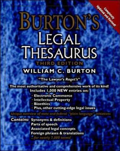 Beispielbild fr Burtons Legal Thesaurus, 3rd Edition zum Verkauf von Goodwill of Colorado
