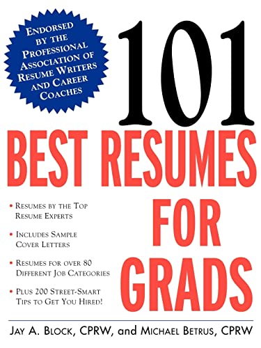 Imagen de archivo de 101 Best Resumes for Grads a la venta por Better World Books