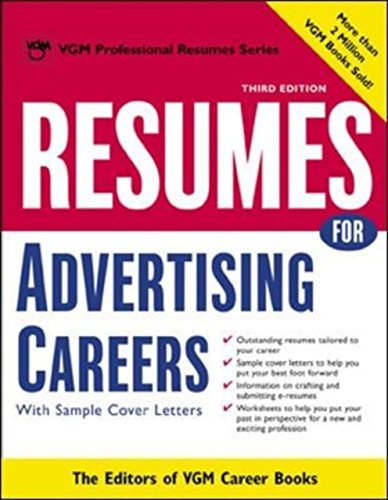 Stock image for Resumes for Advertising Careers for sale by Better World Books