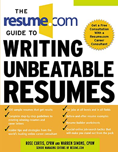 9780071411059: The Resume.Com Guide to Writing Unbeatable Resumes (CAREER (EXCLUDE VGM))