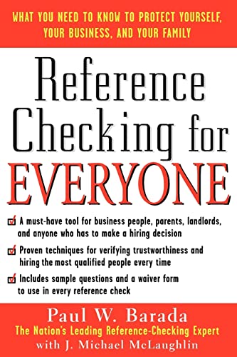 Beispielbild fr Reference Checking for Everyone zum Verkauf von Better World Books