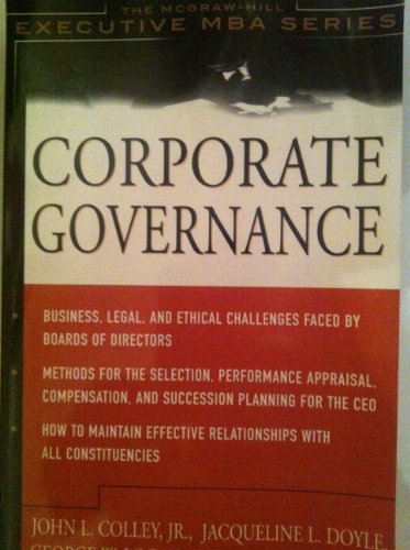 Beispielbild fr Corporate Governance: The McGraw-Hill Executive MBA Series zum Verkauf von Wonder Book