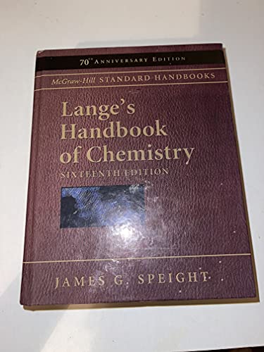 Beispielbild fr Lange's Handbook of Chemistry zum Verkauf von Better World Books