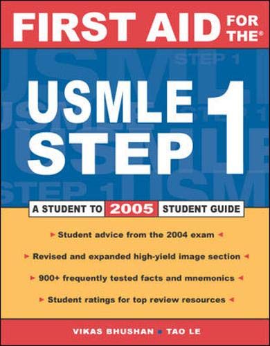 Beispielbild fr First Aid for the USMLE 2005: Step 1: A Student to Student Guide (First Aid Series) zum Verkauf von AwesomeBooks