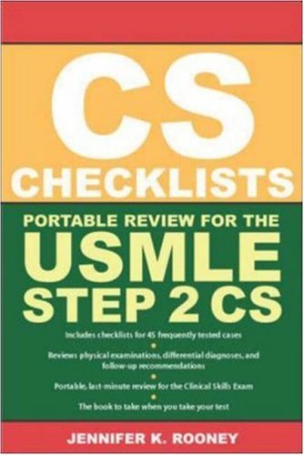 Beispielbild fr CS Checklists: Portable Review for the USMLE Step 2 CS (Clinical Skills Exam) zum Verkauf von Wonder Book