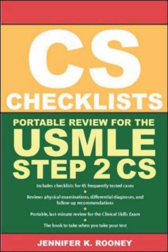 Stock image for CS Checklists: Portable Review for the USMLE Step 2 CS (Clinical Skills Exam) for sale by Better World Books: West