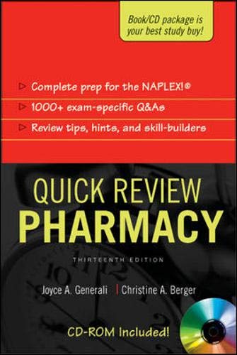 Beispielbild fr Quick Review: Pharmacy, Thirteenth Edition (APPLETON & LANGE'S QUICK REVIEW PHARMACY: QUESTIONS & ANSWERS) zum Verkauf von SecondSale