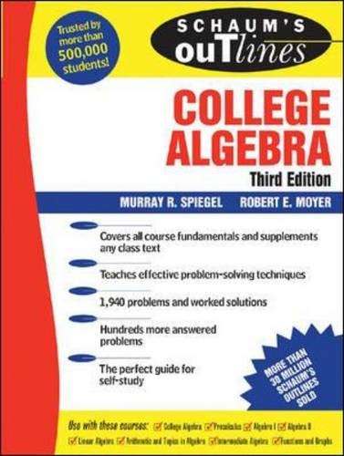 Imagen de archivo de Schaum's Outline of College Algebra, 3/e (Schaum's Outline Series) (v. 3) a la venta por Gulf Coast Books