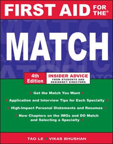 9780071472913: First Aid for the Match, Fourth Edition (First Aid Series)